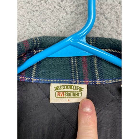 VINTAGE Five Brothers Shirt Men Large Jacket Plaid USA Snap Quilt Lined Flannel - Picture 8 of 11